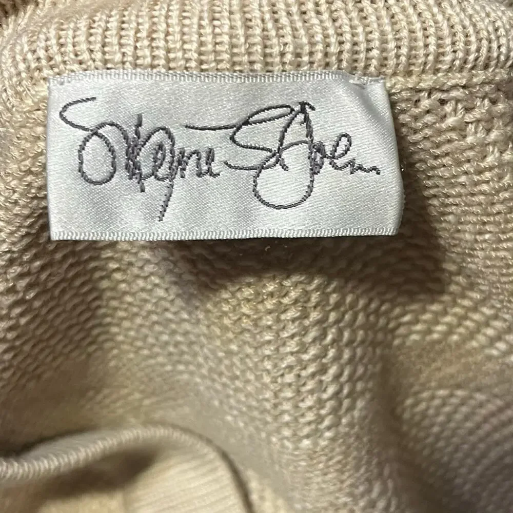 VTG St. John Santana Knit Cardigan Sweater M Cream Gold Buttons Old Money USA